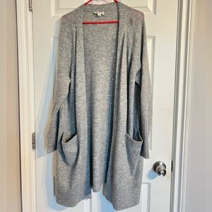 Whistles Gray Open-Front Longline Cardigan